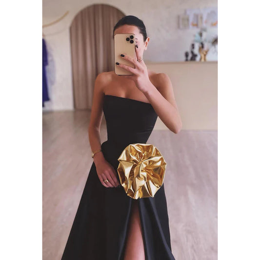 Chic & Modern A-Line Off-Shoulder Sleeveless Side Slit Party Prom Dress