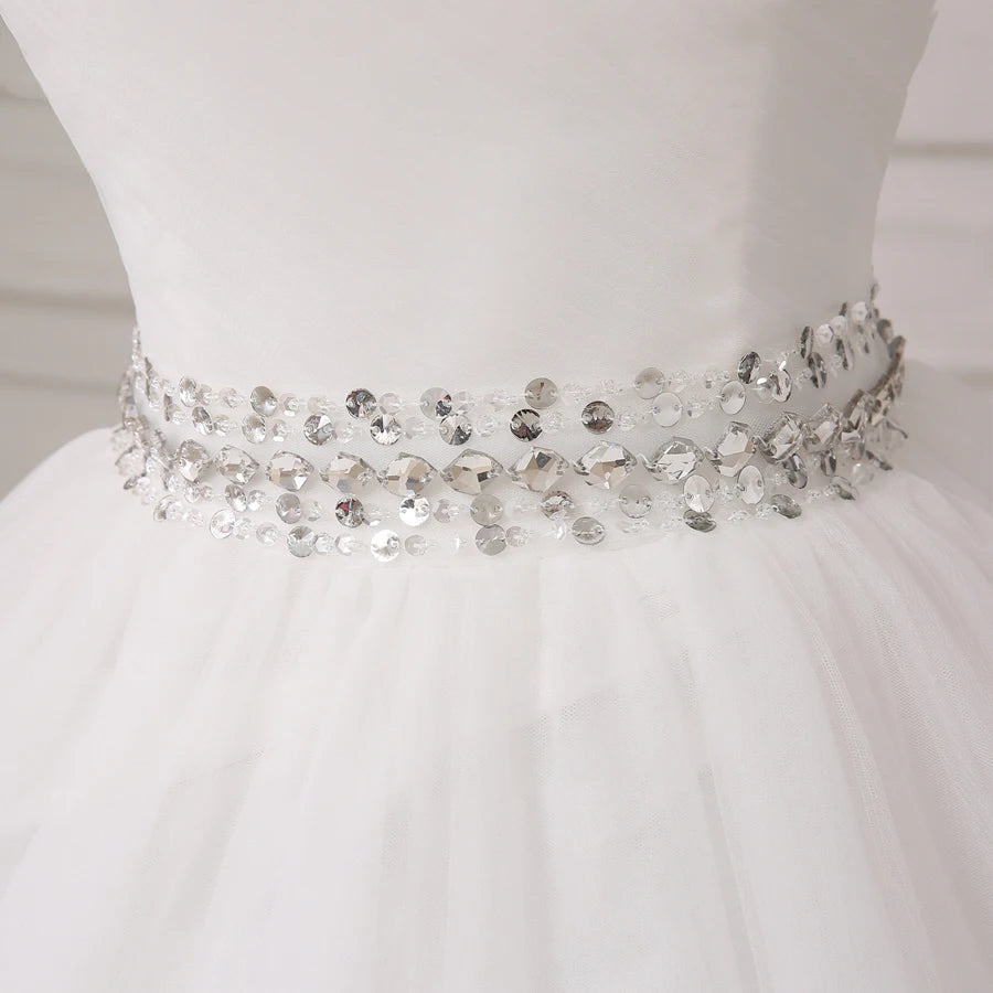 Wedding Dress Robe Beading Belt Ball Gown Sweetheart Sleeveless Tulle Bride Dresses