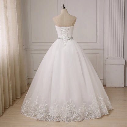 Wedding Dress Robe Beading Belt Ball Gown Sweetheart Sleeveless Tulle Bride Dresses