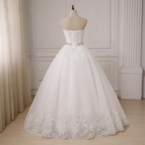 Wedding Dress Robe Beading Belt Ball Gown Sweetheart Sleeveless Tulle Bride Dresses
