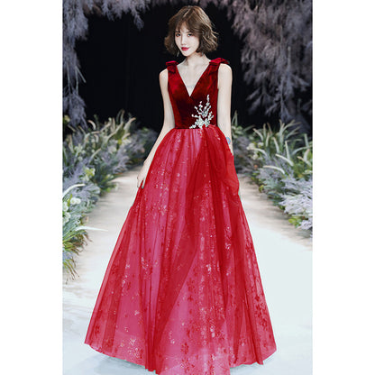 Autumn Winter Temperament Sexy Green Evening Dress for Women